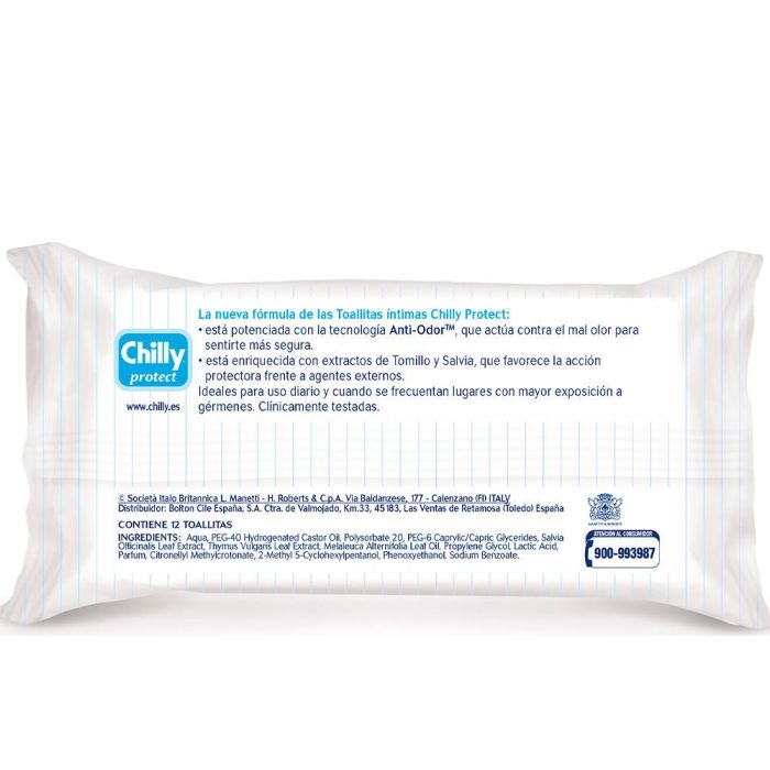 Chilly Extra Protection Lingettes Intimes 12 Unidades 1