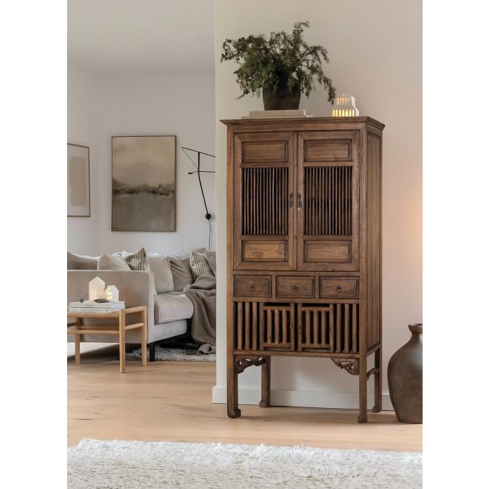 GINER Y COLOMER Armoire en teck massif style colonial, finition noyer - 176 cm de haut, 96 cm de large, avec portes et tiroirs 7 GINER Y COLOMER Armoire en teck massif style colonial, finition noyer - 176 cm de haut, 96 cm de large, avec portes et tiroirs 7