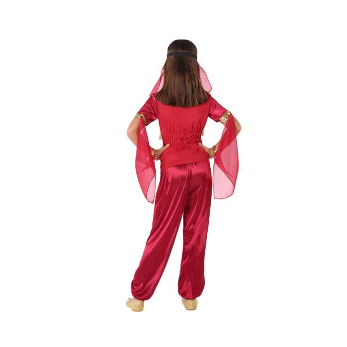 Déguisement Princesse Arabe Rouge Fille 7-9 Ans Velo Top Pantalon Mangues Polyester Carnaval Fête Thématique Pays du Monde
