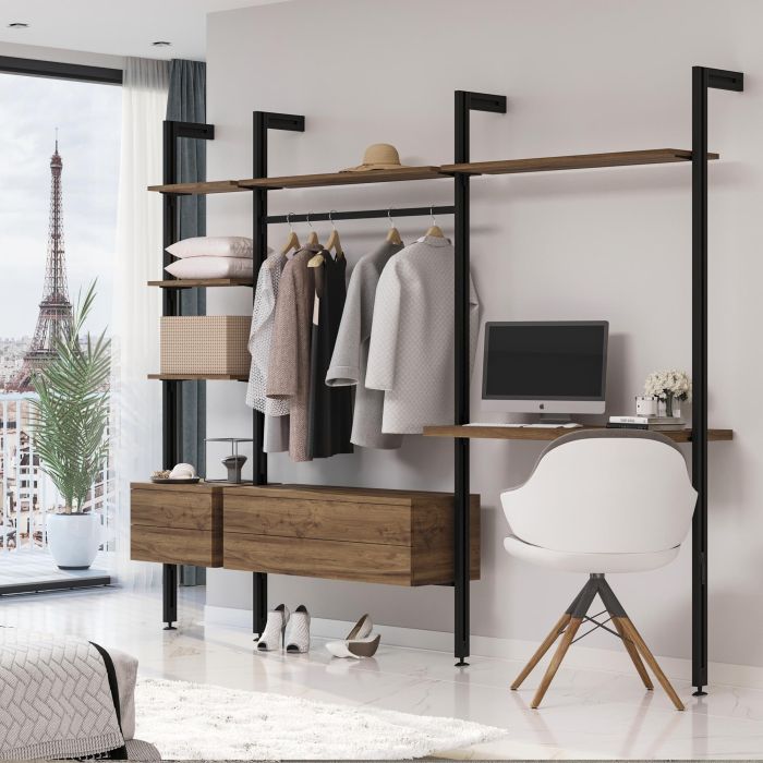 Emuca Lot de 3 cadres Zero avec quincaillerie et profilés pour montage au sol et au mur avec niveleur rectangulaire, Aluminium et Zamak, Noir texturé 4