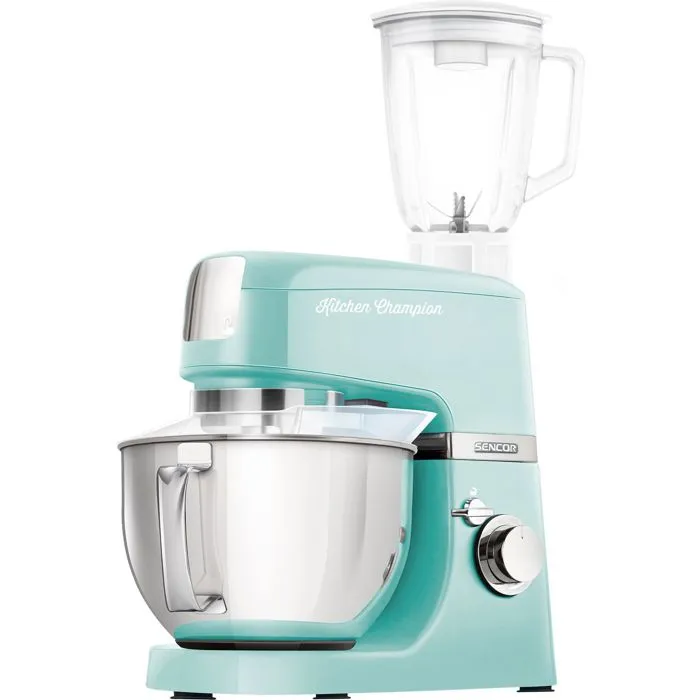 Sencor STM 6351GR Robot pâtissier avec bol inox 4.5 L, 1000 W, 8 vitesses et mode pulse, éclairage LED, pour pétrir, fouetter et mélanger