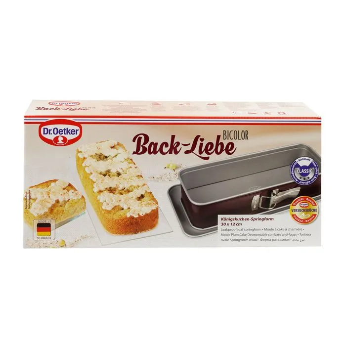 Dr. Oetker Lot de 2 Moules à Cake à Charnière Back-Liebe Bicolor, Acier Antiadhésif, 30 x 12 cm, pour Cakes Sucrés et Salés