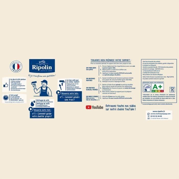 Peinture Couleur Intérieure Satin pour Cuisine Salle Salon Chambre - sur Murs Boiseries Radiateurs - 2,5L - Noir Houvert - Ripolin 3 Peinture Couleur Intérieure Satin pour Cuisine Salle Salon Chambre - sur Murs Boiseries Radiateurs - 2,5L - Noir Houvert - Ripolin 3