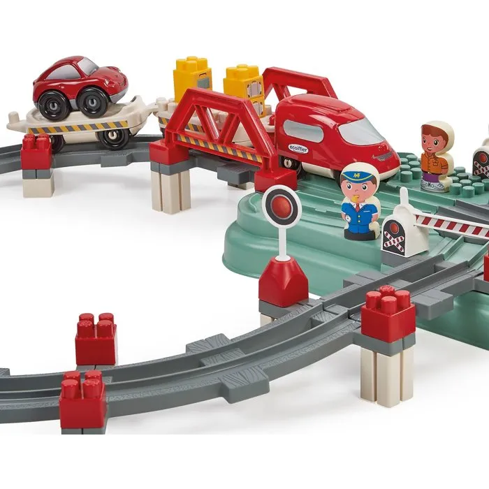 Ecoiffier Circuit Train - Baril de 140 Pièces - Jouet de Construction pour Enfants Dès 18 Mois - Jeu de Rails et Accessoires - Origine France Garantie Ecoiffier Circuit Train - Baril de 140 Pièces - Jouet de Construction pour Enfants Dès 18 Mois - Jeu de Rails et Accessoires - Origine France Garantie