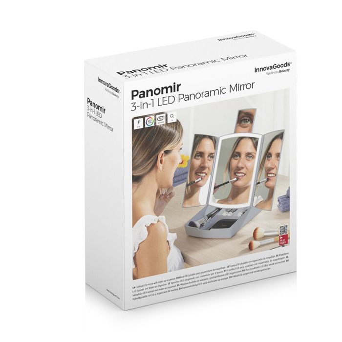 Miroir LED Pliable avec Organisateur de Maquillage 3-en-1 Panomir InnovaGoods 2