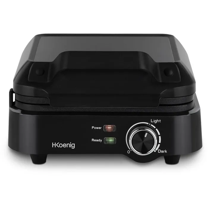 H.Koenig GFX420 Gaufrier Electrique Compact 1200 W, 2 Gaufres, Plaques Antiadhésives, Température Réglable, Noir H.Koenig GFX420 Gaufrier Electrique Compact 1200 W, 2 Gaufres, Plaques Antiadhésives, Température Réglable, Noir