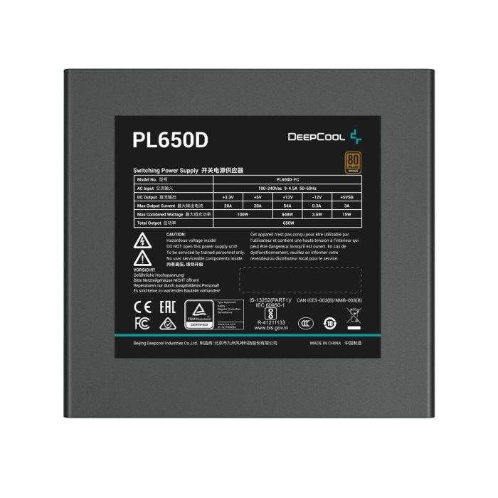 Bloc d’Alimentation DEEPCOOL R-PL650D-FC0B-EU-V2 650 W 80 Plus Bronze 1