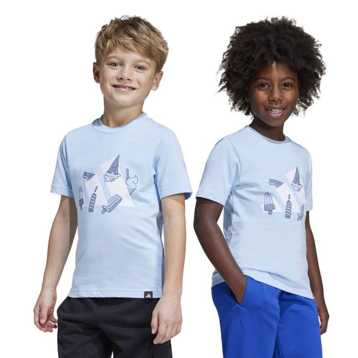 T shirt à manches courtes Enfant Adidas Lk Ice Bleu Bleu ciel M 3