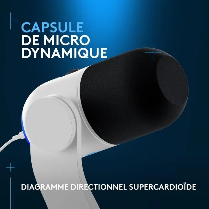 Logitech G LOG1712796682120 Microphone pour jeux RGB avec technologie LIGHTSYNC, capsule dynamique personnalisée, logiciel avancé 1