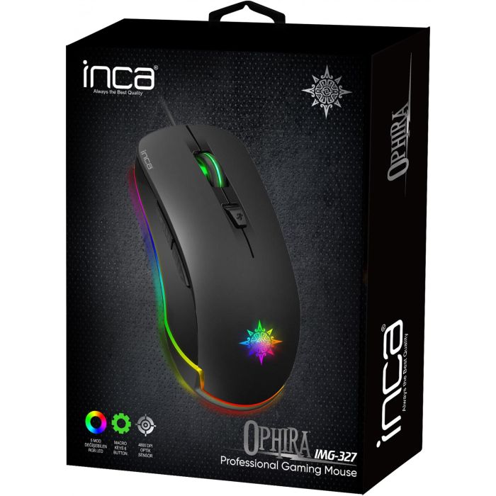 INCA Gaming Maus IMG-327 4800 DPI. RGB. 6 Tasten. USB. SW retail 4