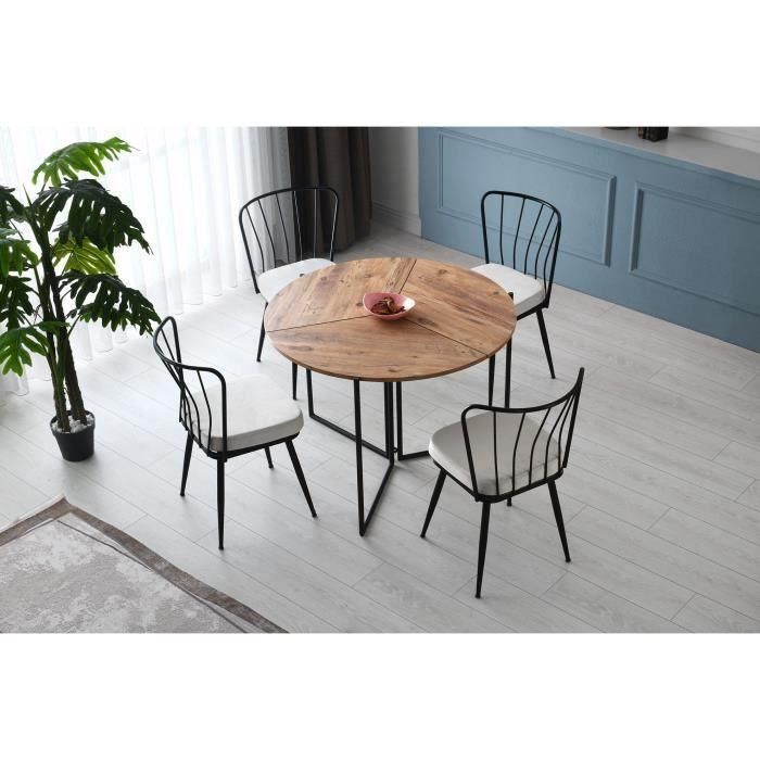 Table a manger pliable - YAPRAK - Pin Atlantique - Ronde - 4 personnes - 100 x 100 x 72 cm 1 Table a manger pliable - YAPRAK - Pin Atlantique - Ronde - 4 personnes - 100 x 100 x 72 cm 1