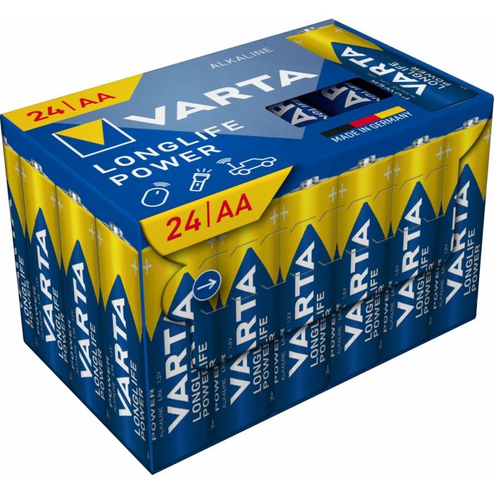 Batteries Varta alkalina longlife power aa - lr06 1,5 V AA LR06 (24 Pièces) (24 Unités) 6 Batteries Varta alkalina longlife power aa - lr06 1,5 V AA LR06 (24 Pièces) (24 Unités) 6