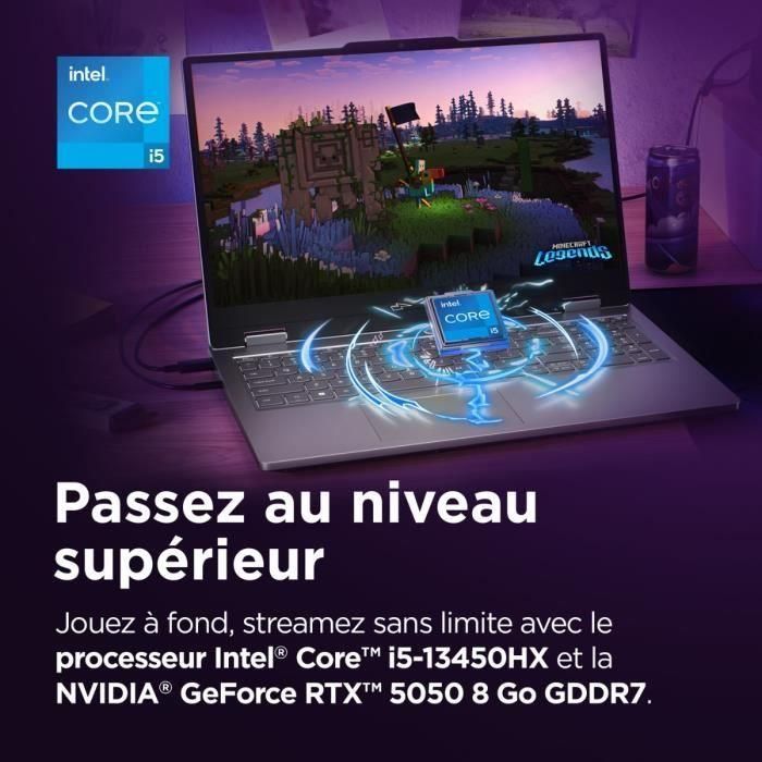 PC Portable Gamer LENOVO LOQ Essential 15IRX11 | Sans Windows - 15,6'' FHD 144hz - Core i5-13450HX - RTX5050 - RAM 16Go - SSD 512Go 1