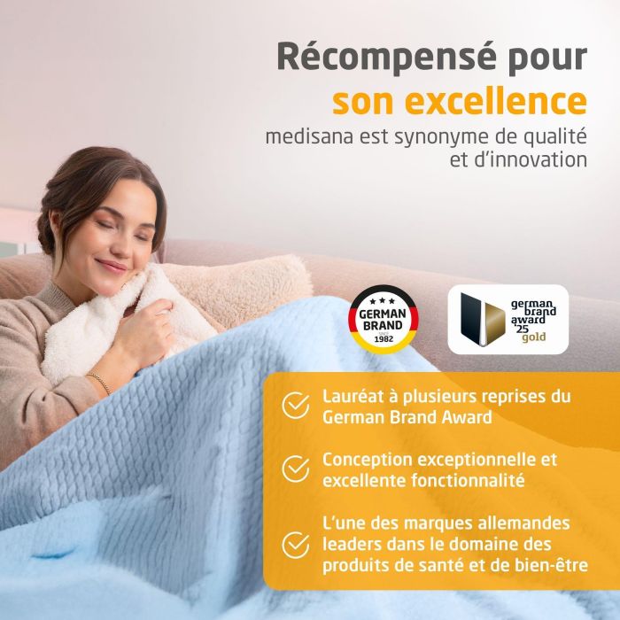 Couverture chauffante reversible - MEDISANA - HB 415 - 120 W - 9 réglages - 180 x 130 cm - Bleu 5 Couverture chauffante reversible - MEDISANA - HB 415 - 120 W - 9 réglages - 180 x 130 cm - Bleu 5