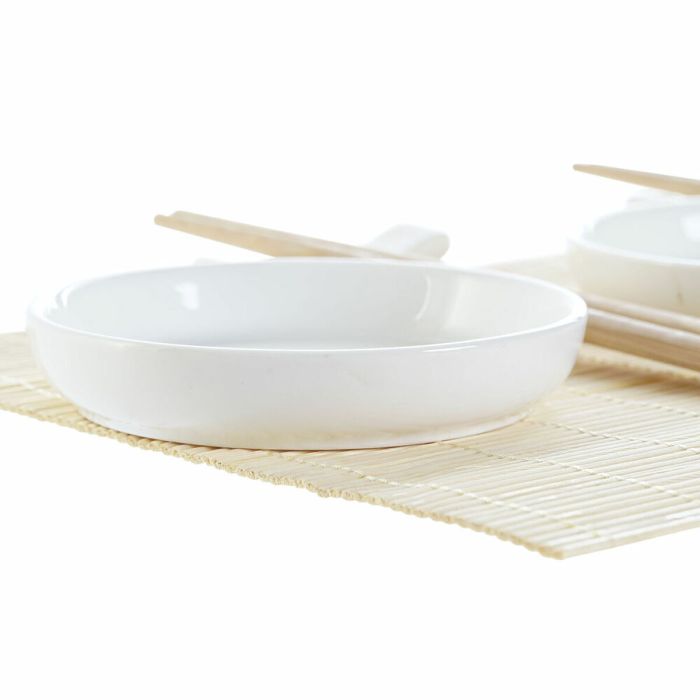 Set de sushi DKD Home Decor Bambou Plastique Grès Blanc Naturel Oriental 28,8 x 19,8 x 3 cm (7 Pièces) (28,8 x 19,8 x 3 cm) 1
