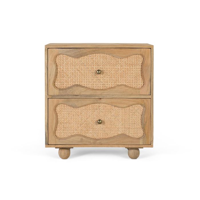 GINER Y COLOMER - Table de nuit en bois de manguier avec 2 tiroirs à façade en canne tressée - Design artisanal - Dimensions 60x40x65 cm - Finition naturelle 0 GINER Y COLOMER - Table de nuit en bois de manguier avec 2 tiroirs à façade en canne tressée - Design artisanal - Dimensions 60x40x65 cm - Finition naturelle 0