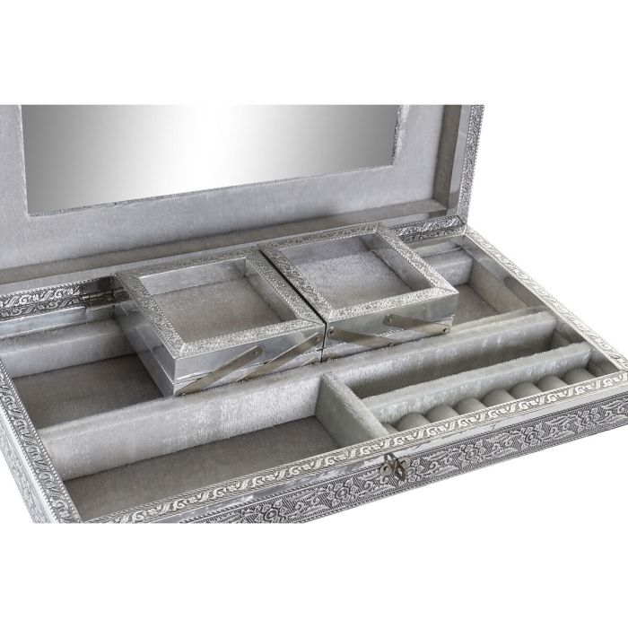 Boîte à bijoux Home ESPRIT Argenté Naturel Bois Aluminium 38 x 20 x 7,5 cm 3