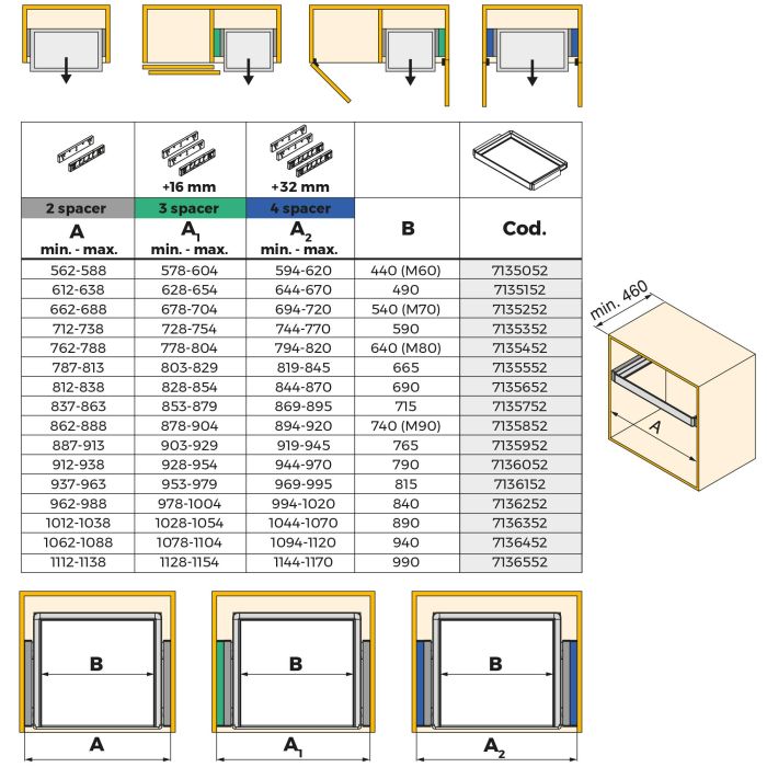 Emuca Rack avec glissières à extension totale et à fermeture douce pour accessoires d'armoire Quartz, 862-888mm, Aluminium et plastique, Titane 21 Emuca Rack avec glissières à extension totale et à fermeture douce pour accessoires d'armoire Quartz, 862-888mm, Aluminium et plastique, Titane 21