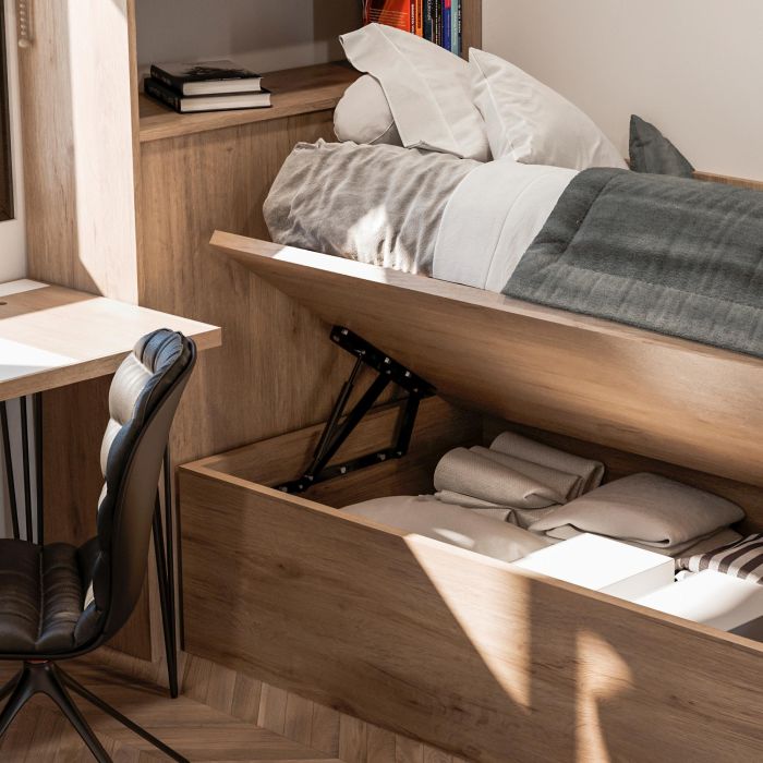 Emuca Jeu de ensemble de levage pour lits, ouverture latérale, pour lits de 90 cm, Acier, Peint en noir 2