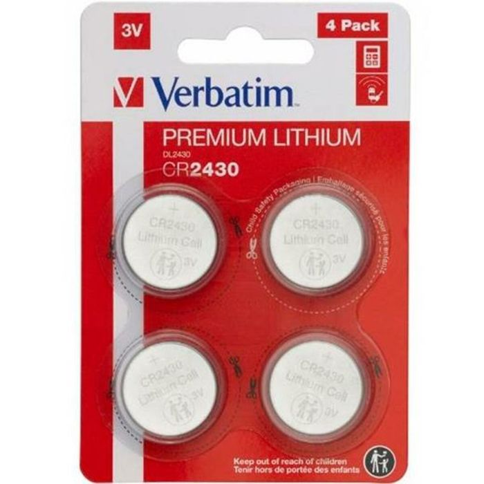Piles Bouton au Lithium Verbatim 3 V CR2430 4 Pièces (20 Unités) 1