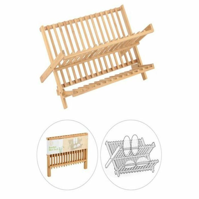 Égouttoir Pliable de Cuisine DKD Home Decor 42 x 27,5 x 38 cm Naturel 1