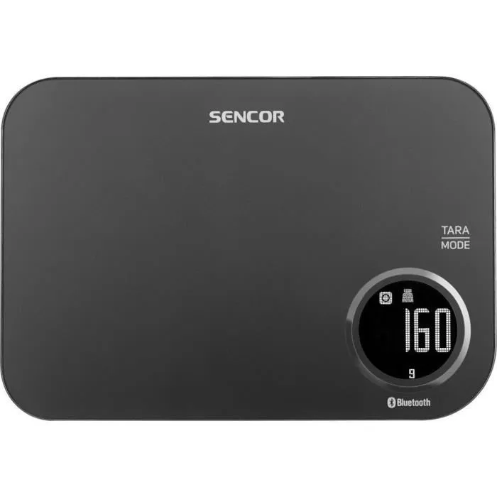 Sencor SKS 7078BK Balance de Cuisine Numérique - Capacité 5 kg Précision 1 g, Écran LCD, Connectée App FOOD