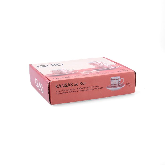 Tasse avec sous-tasse Quid Kansas Rouge Céramique 90 ml (6 Unités) 1