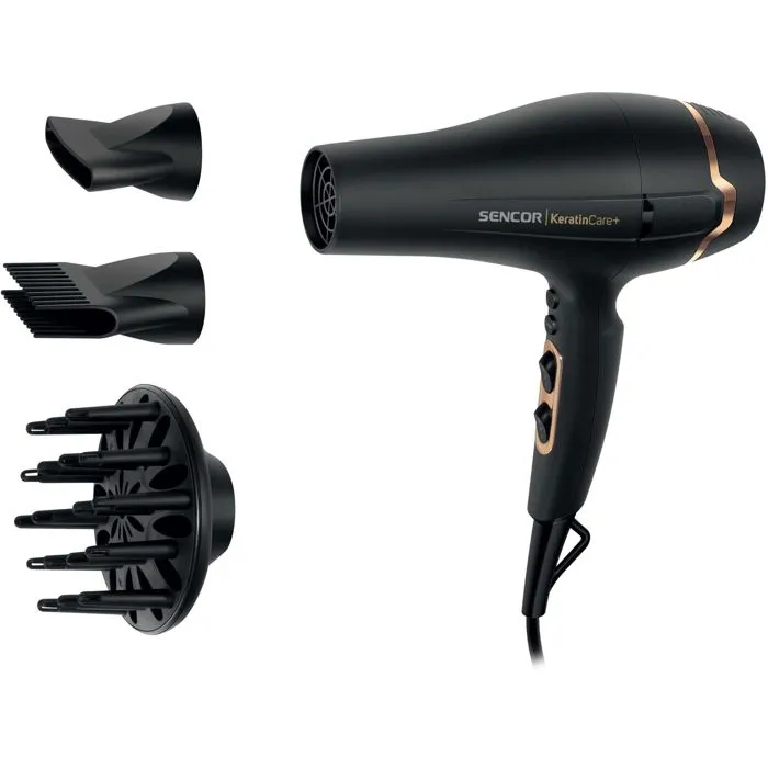 Sencor SHD 8275BK - Sèche-cheveux professionnel 2400W avec technologie KeratinCare+, fonction ionique, 3 températures et 2 vitesses Sencor SHD 8275BK - Sèche-cheveux professionnel 2400W avec technologie KeratinCare+, fonction ionique, 3 températures et 2 vitesses
