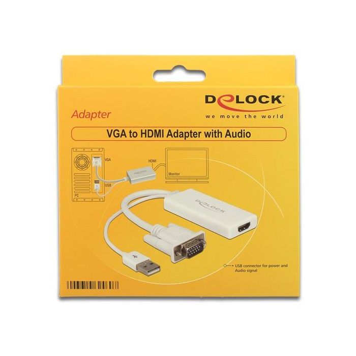 DELOCK Adapter VGA + Audio zu HDMI mit Kabel 1