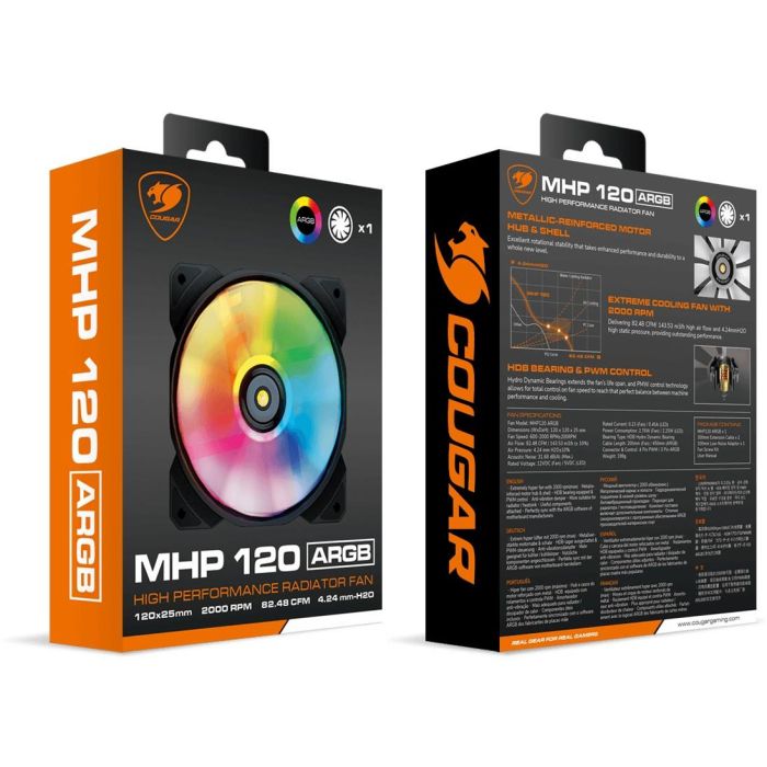 120mm COUGAR Gehäuse Lüfter MHP 120 ARGB, Schwarz 6 120mm COUGAR Gehäuse Lüfter MHP 120 ARGB, Schwarz 6