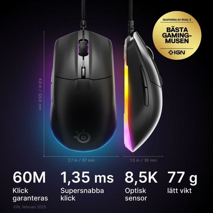 Souris SteelSeries 62515 Noir 8500 dpi 15 Souris SteelSeries 62515 Noir 8500 dpi 15