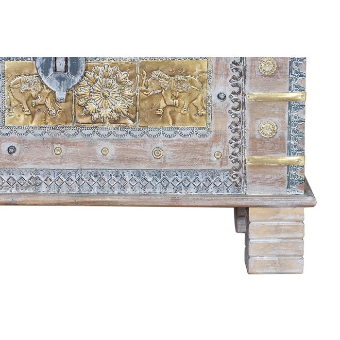 GINER Y COLOMER - Baûl de Mango Vieilli Blanc - Coffre en Bois Massif avec Détails en Bronze - Ouverture Supérieure - Meuble Artisanal 5 GINER Y COLOMER - Baûl de Mango Vieilli Blanc - Coffre en Bois Massif avec Détails en Bronze - Ouverture Supérieure - Meuble Artisanal 5
