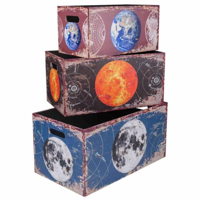 Boîte de rangement Alexandra House Living Toile Bois MDF 28 x 24 x 48 cm 42 x 24 x 21 cm 36 x 20 x 18 cm 3 Pièces