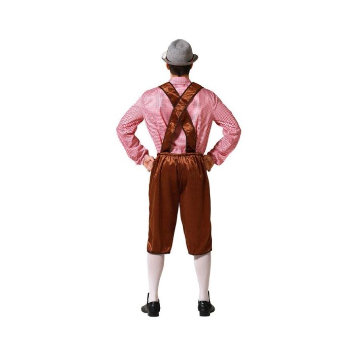 Déguisement Allemand Homme Adulte Marron Taille XS-S pour Carnaval ou Fête de la Bière - Ensemble Chemise et Pantalon en Polyester