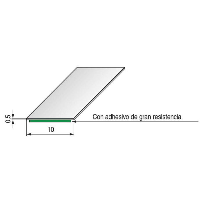 Perfil Adhesivo Alu - Tape 0,5 Grueso 25M Negro Mate, Cromo, Plata Mate Acabado Cromo Ancho 10 Fbs 2