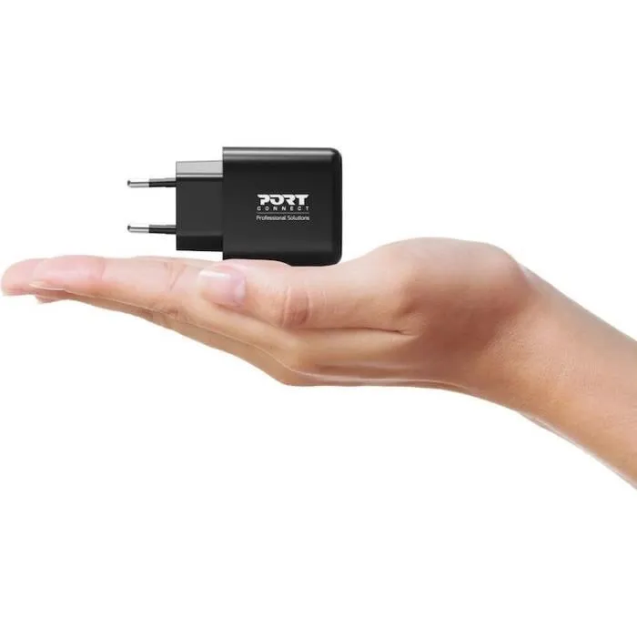 Port Designs 902104EU - Chargeur mural GaN 65 W avec ports USB-C et USB-A - Noir Port Designs 902104EU - Chargeur mural GaN 65 W avec ports USB-C et USB-A - Noir
