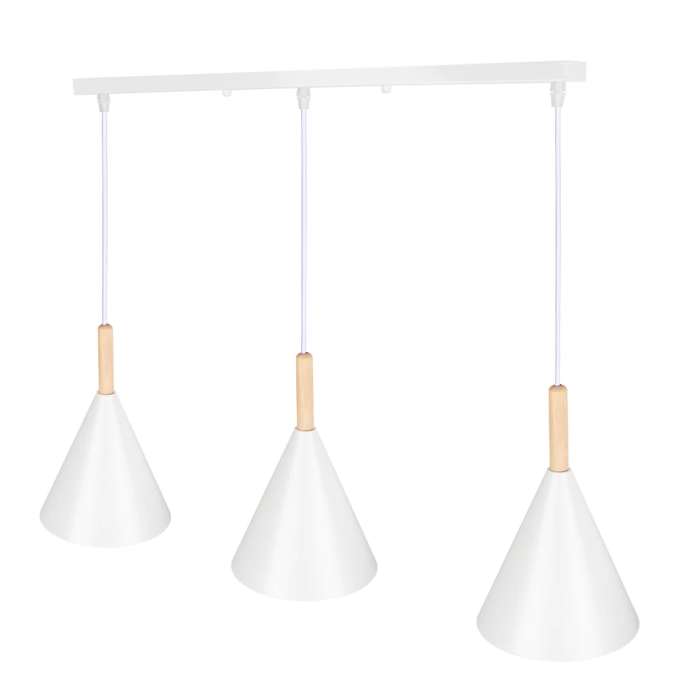 Lampe Suspendue "Madeleine" Métal et Bois, Câble Réglable en Hauteur [SKD-P130-3-B] 2