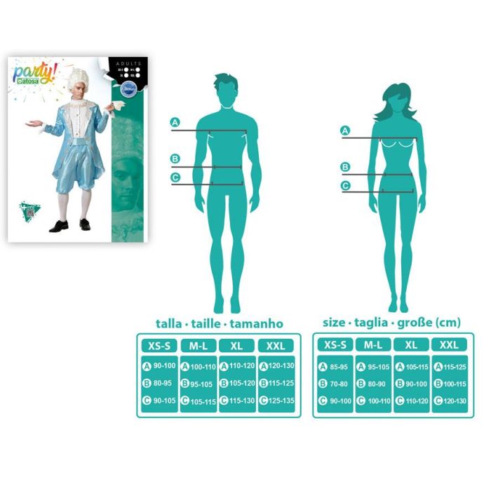 Costume d'homme adulte M-L de la cour de style époque en polyester bleu