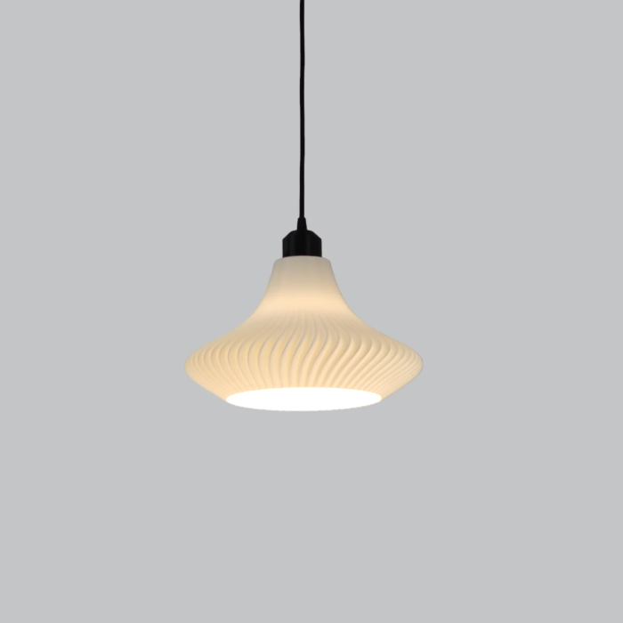 Lampe Suspendue "Vita" Blanc/Florón Negro/Câble Noir