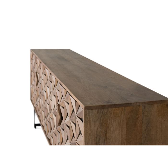 GINER Y COLOMER - Buffet en bois de manguier avec 4 portes et pieds en métal, couleur naturel et noir, 177 cm de large 3 GINER Y COLOMER - Buffet en bois de manguier avec 4 portes et pieds en métal, couleur naturel et noir, 177 cm de large 3