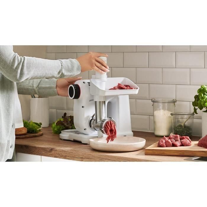 Bosch MUZS2FWW Hachoir à viande Blanc Acier satiné pour Kitchen Machine MUM Série 2 - Accessoire robot multifonction
