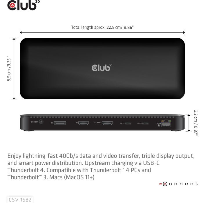 Club3D Thunderbolt4 12-in-1 Dockingstation 3 Displays St/Bu 2