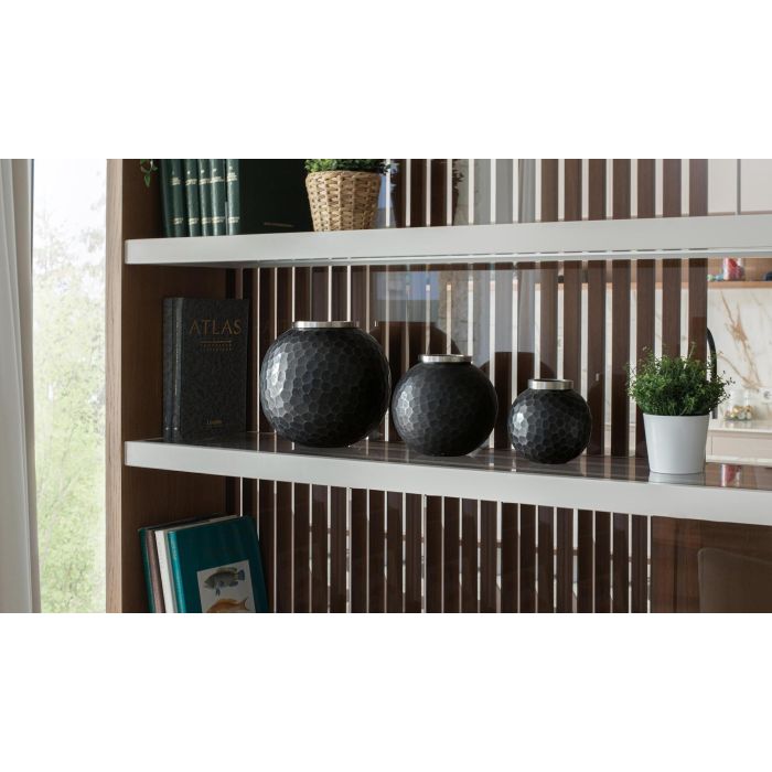 GINER Y COLOMER Fabrica2 - Lot de 3 Vases Décoratifs en Métal Aluminium avec Effet Martelé - Design Moderne - Couleur Gris Foncé 1