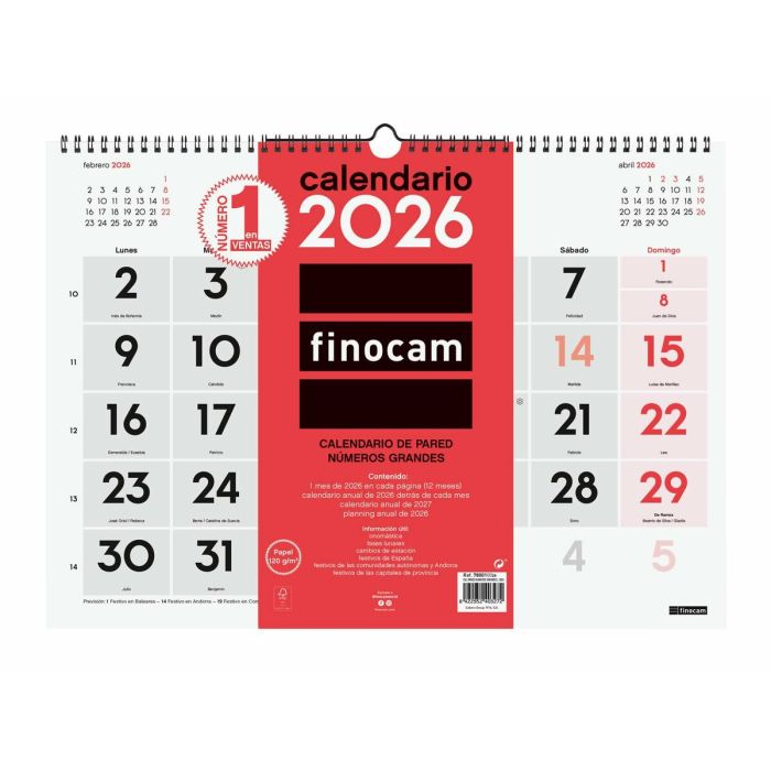 calendrier mural Finocam Papier 43 x 31 cm