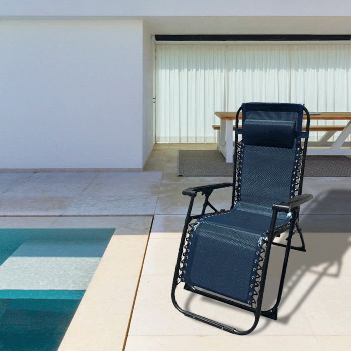 Marbueno Transat Pliable Acier Avec Coussin Jardin et Piscine 90X66X108 cm Gravité Zero Bleu Foncé 10011 1 Marbueno Transat Pliable Acier Avec Coussin Jardin et Piscine 90X66X108 cm Gravité Zero Bleu Foncé 10011 1