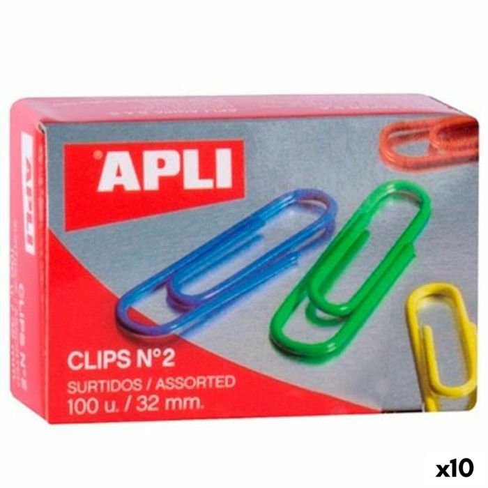 Trombones Apli Nº 2 Multicouleur fils de fer 32 mm (10 Unités)
