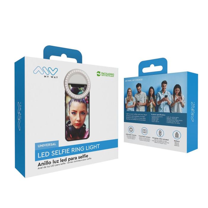 Anneau Lumineux pour Selfie Rechargeable Muvit MWCHL0007 Blanc 8 Anneau Lumineux pour Selfie Rechargeable Muvit MWCHL0007 Blanc 8