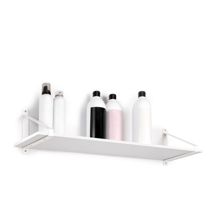 Emuca Jeu de supports pour étagères en bois Shelf avec forme triangulaire, Acier, Peint en blanc 1