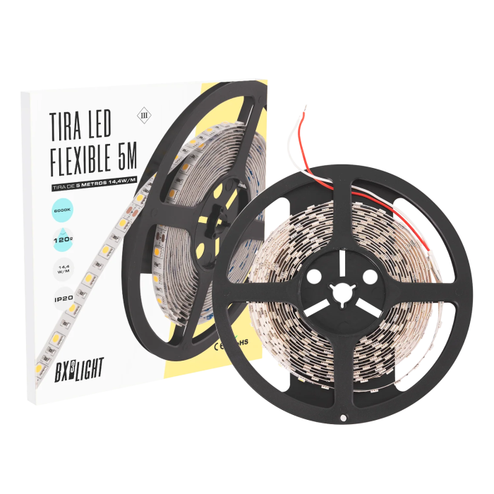 BX3 LIGHT BX3-R5031072W2-W Ruban LED 5m 300 SMD5050, 14.4W/m, 24V DC, IP20, Blanc Naturel 6000K, Décoration Intérieure BX3 LIGHT BX3-R5031072W2-W Ruban LED 5m 300 SMD5050, 14.4W/m, 24V DC, IP20, Blanc Naturel 6000K, Décoration Intérieure