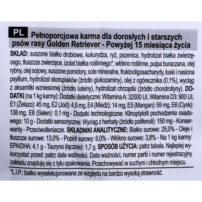 Nourriture Royal Canin Golden Retriever Adult Adulte Poulet Viande Oiseaux 12 kg 12,5 Kg 1